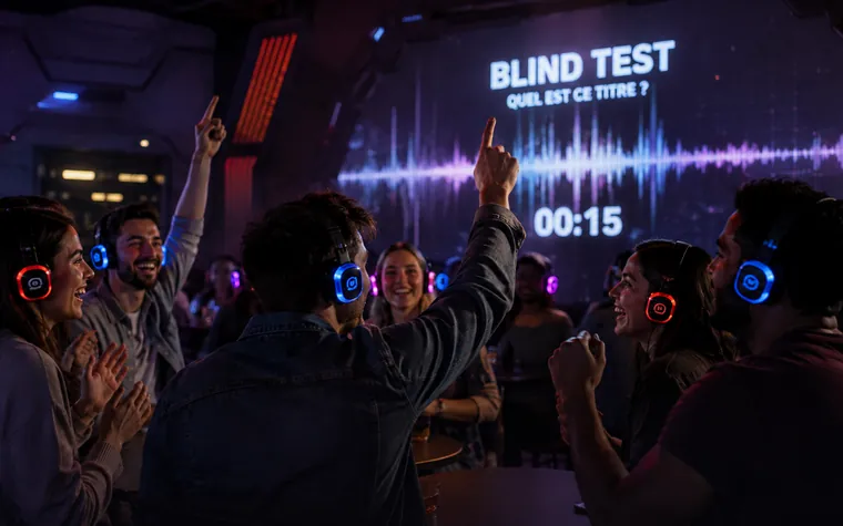 Blind test team building — The Edge Paris Blind test musical au casque entre collègues lors d'un team building chez The Edge à Paris